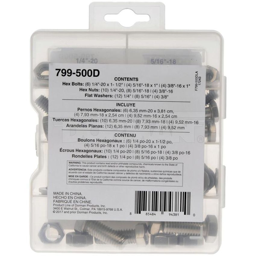 DORMAN 799-500D Pro Pack Stainless Steel Hardware - 60 Pieces