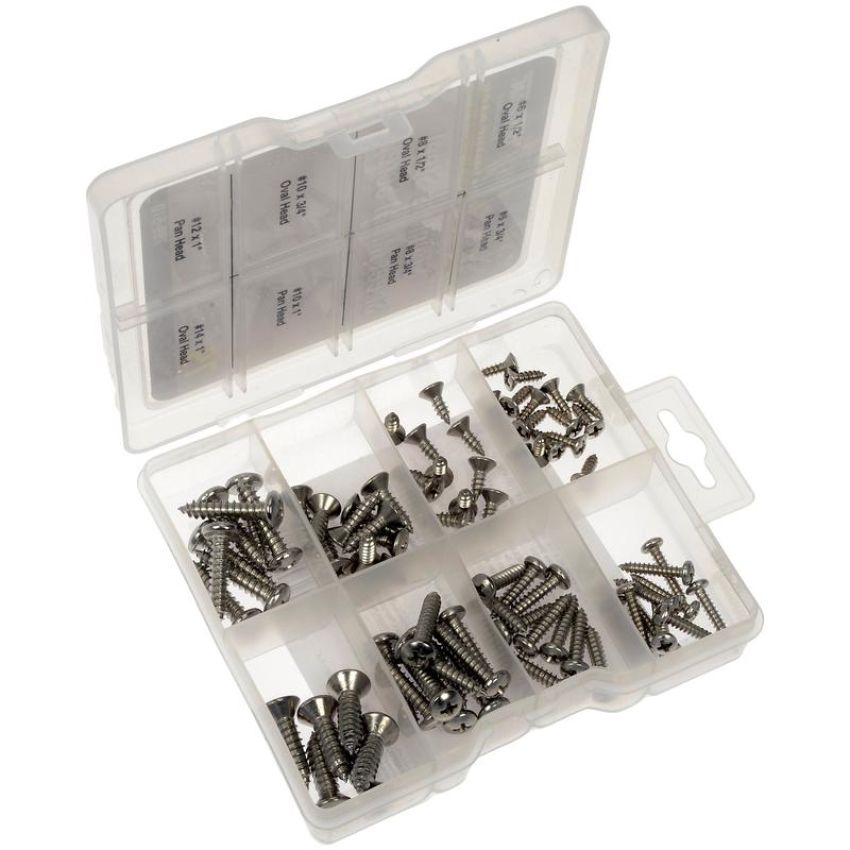 DORMAN 799-510 Sheet Metal Screw Stainless Steel Value Pack- 8 Sku's- 79 Pieces