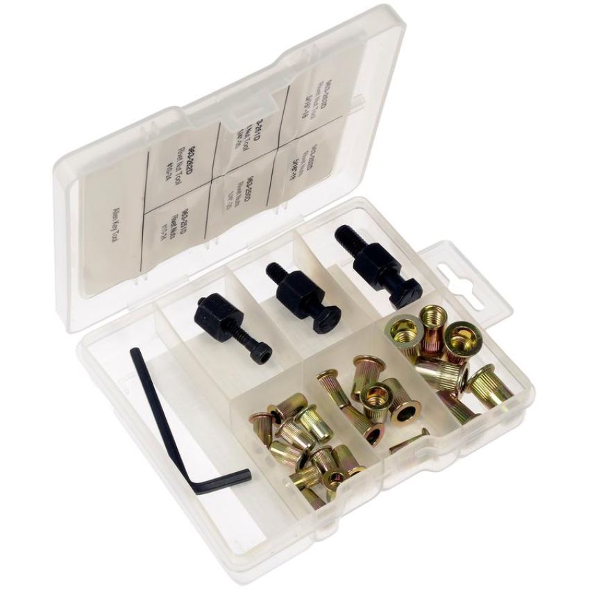 DORMAN 963-997 Rivet Nuts And Hand Tool Assortment - #10-24, 1/4-20, 5/16-18