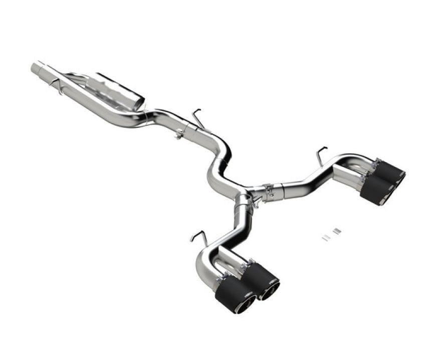 MBRP Exhaust S46123CF 3in. Cat-Back; Quad Split Rear; T304; CF Tips; Valve Delete