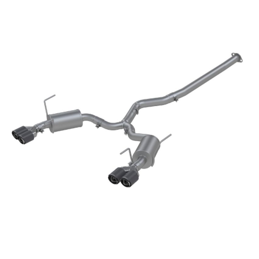 MBRP Exhaust S48003CF 3in. Cat-Back; Dual Split Rear Exit; Street Version; T304; CF Tips