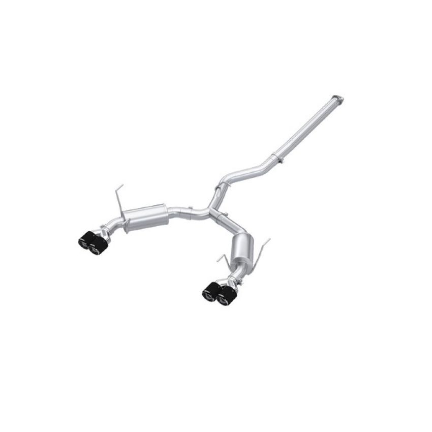 MBRP Exhaust S48073CF 3in. Cat-Back; Dual Split Rear Exit; Quad Outlet; Street Profile; T304; CF Tips