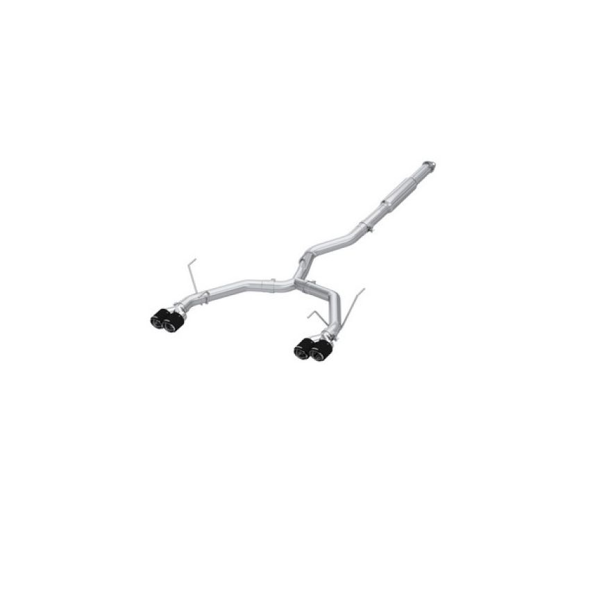 MBRP Exhaust S48083CF 3in. Cat-Back; Dual Split Rear Exit; Quad Outlet; Race Version; T304; CF Tips