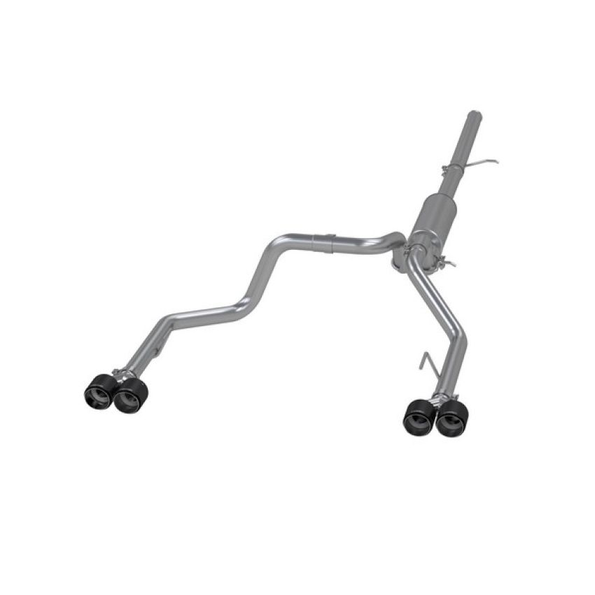 MBRP Exhaust S50043CF 3in. Cat-Back; 2.5in. Dual Split Rear; T304; Quad CF Tips