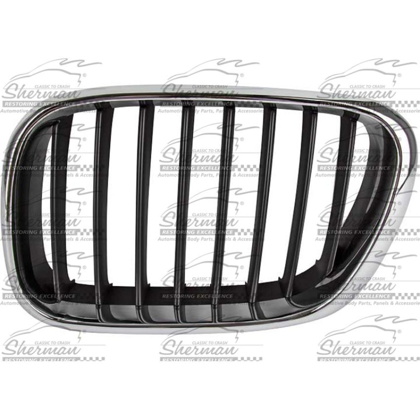 LH GRILLE CHR/BLK BMW X5 00-03