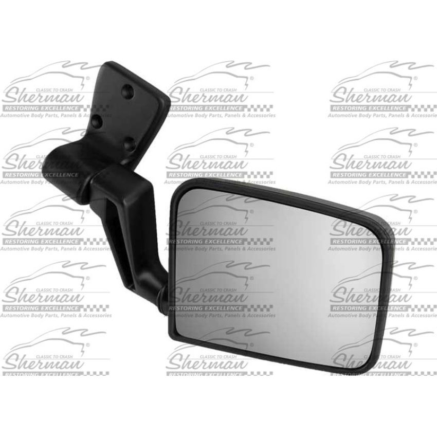LH DR MIR MAN NON-HTD SMTH BLK FLDG;LG UPRIGHT HINGE MNT STYLE FOR HALF DR WRANGLER 87-06;TJ 97-06