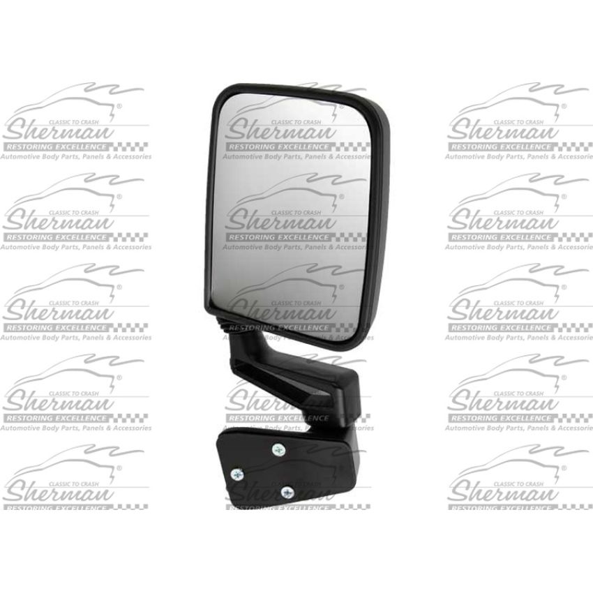 RH DR MIR MAN NON-HTD SMTH BLK FLDG;LG UPRIGHT HINGE MNT STYLE FOR HALF DR WRANGLER 87-06;TJ 97-06