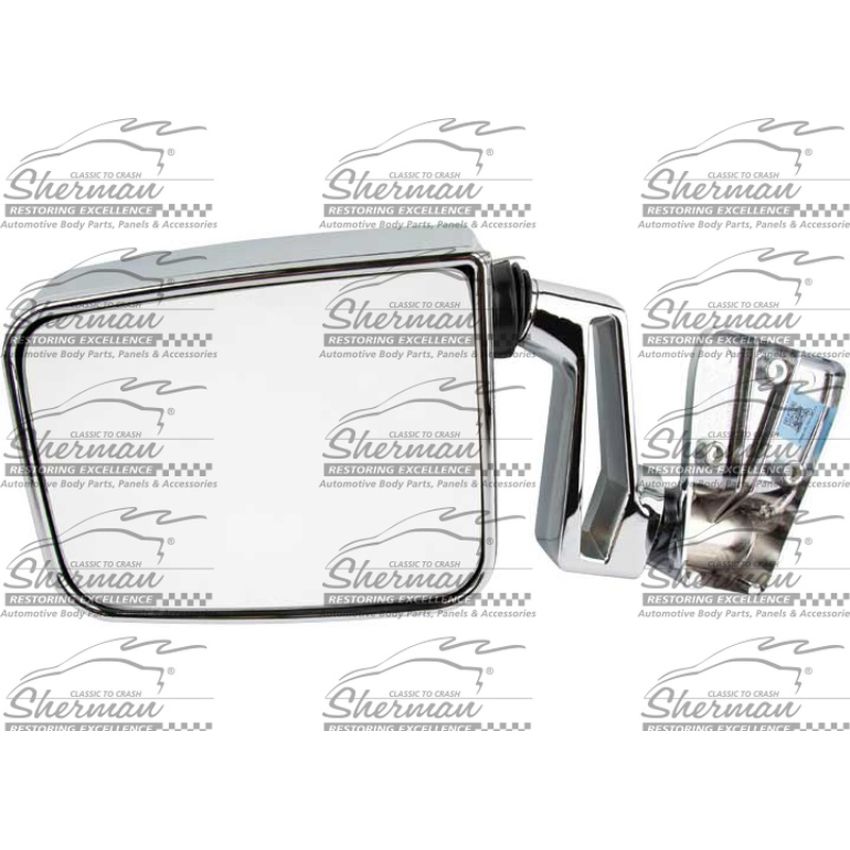 LH MIRROR OTR REAR VIEW DOOR MOUNT; BRIGHT; W/ARM REPLACEMENT TYPE JEEP WRANGLER 87-93