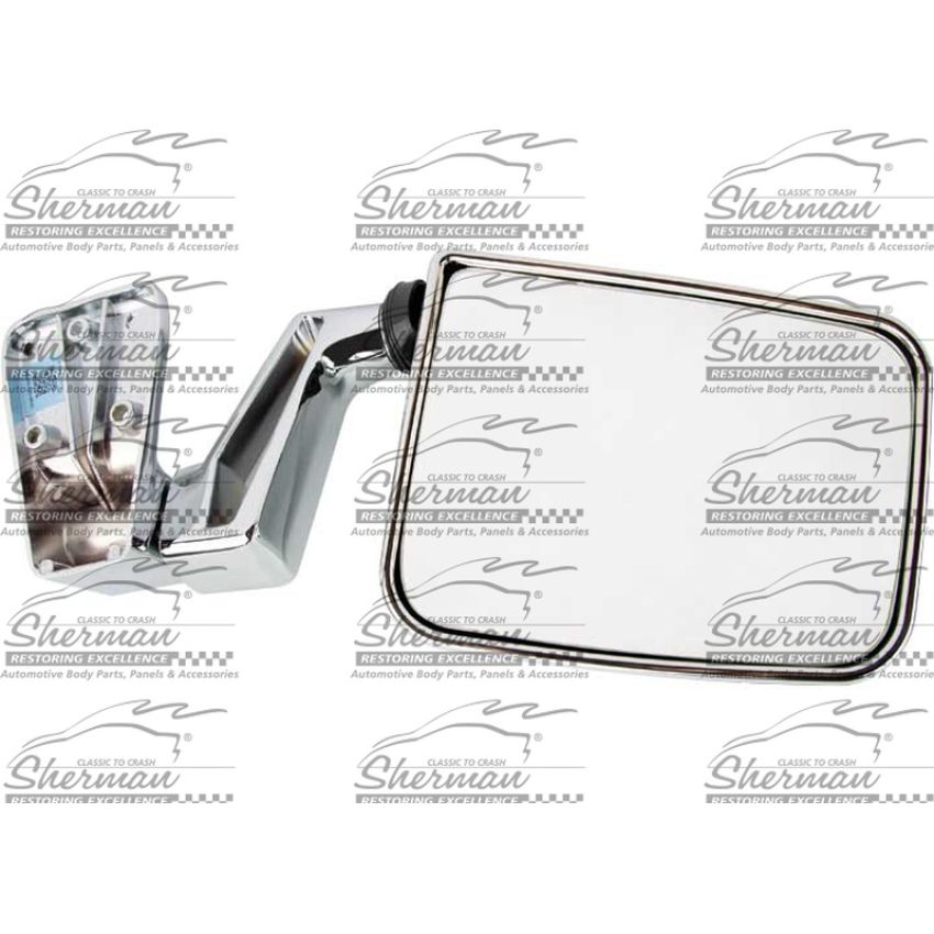 RH MIRROR OTR REAR VIEW DOOR MOUNT; BRIGHT; W/ARM REPLACEMENT TYPE JEEP WRANGLER 87-93