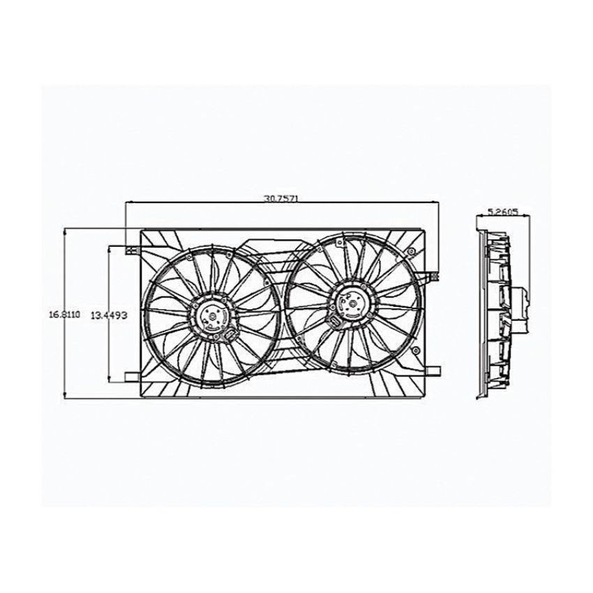 RADIATOR COOLING FAN DUAL FAN ASSY AVENGER 09-10; SEBRING 09-10; 200 11-11; CALIBER 08-11