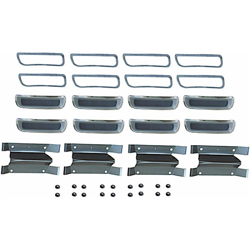 FENDER SIDE LOUVRE KIT (12 PC KIT - INCL 8 ORNAMENTS&4 BRKTS) CUDA MODEL 71