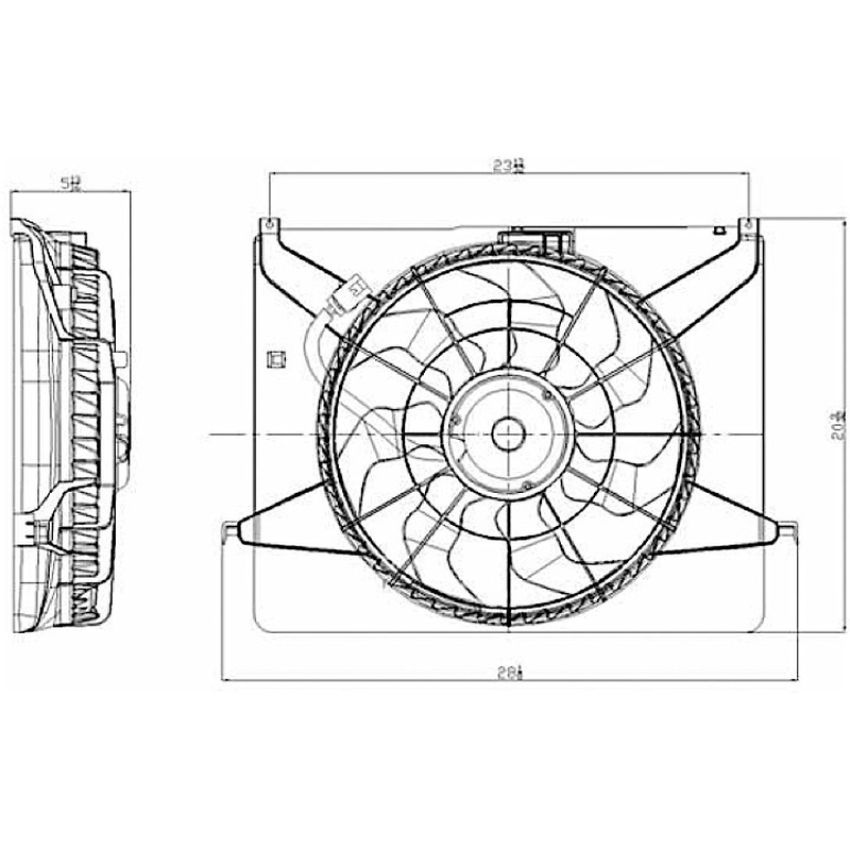 RADIATOR COOLING FAN ASSY (BLADE/MOTOR/SHROUD) 2.4L SONATA 06-08