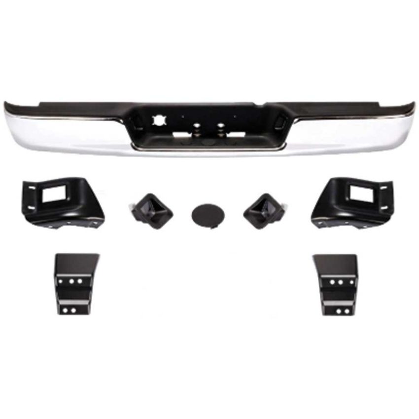 RR STEP BUMPER ASSY FACTORY STYLE CHR W/ PADS&BRKTS DODGE P/U R1500 02-03; R2500/3500 03