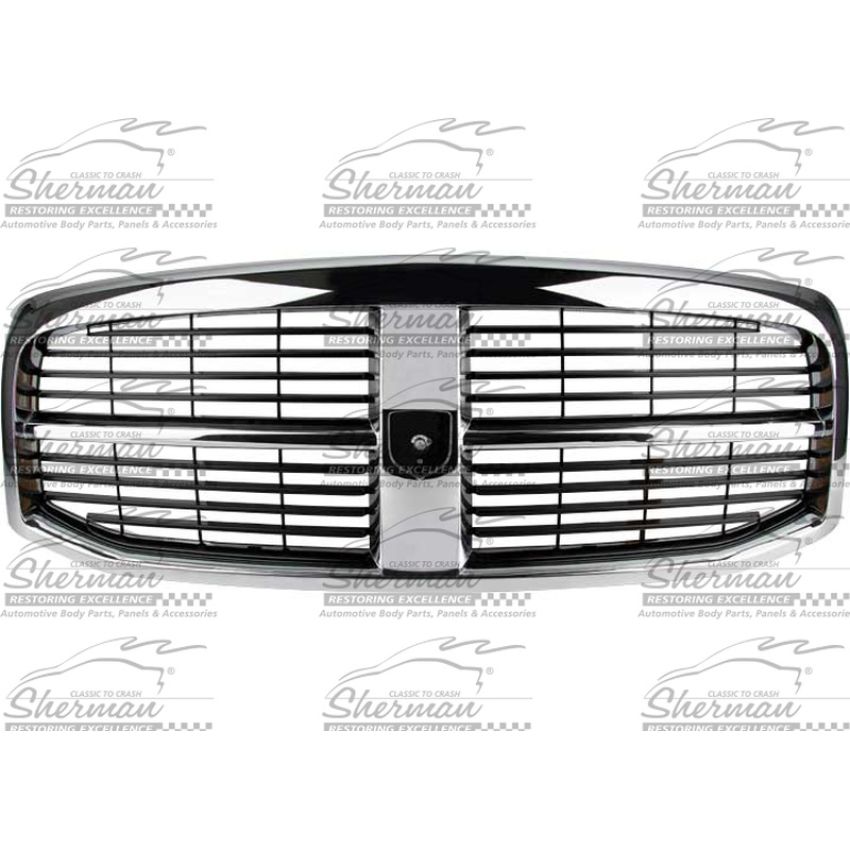 GRILLE CHR/BLK DODGE P/U 06-08; 1500 MEGA CAB/R2500/3500 08-09 OE EMBLEM - 5073290AB - WILL FIT