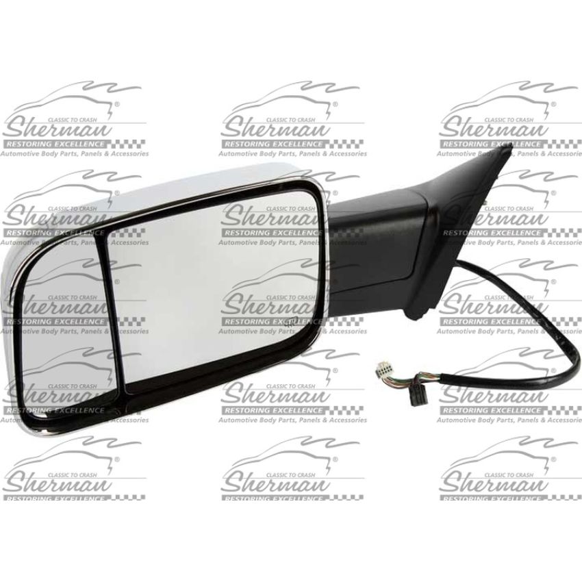 LH MIRROR OTR REAR VIEW POWER W/ TOWING PKG HEATED LAMP CHROME DODGE PU 13-17