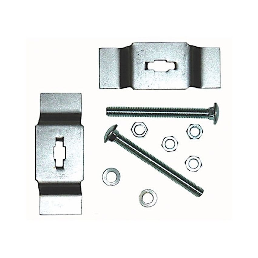 FUEL TANK STRAP ANCHOR BRKT KIT EXC STN WGN/NOMAD 55-57 (INCL 2 BRKTS & HARDWARE) (STEEL GAUGE - 15)