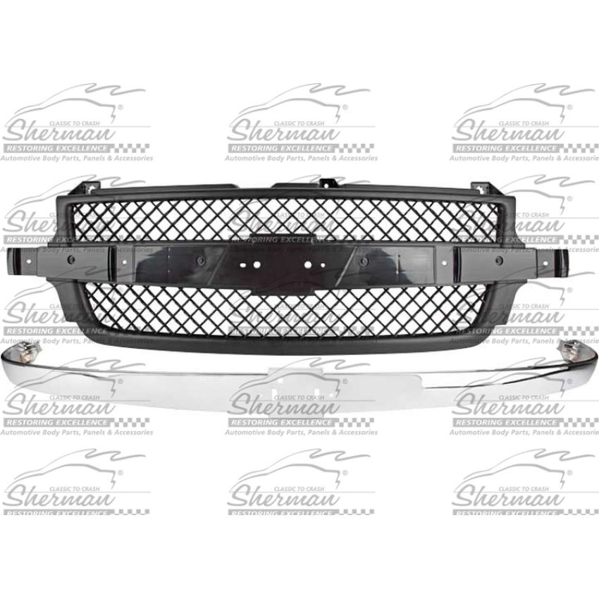 GRILLE CHR/TEXTURED BLK SILVERADO 2500 HD/3500 99-02