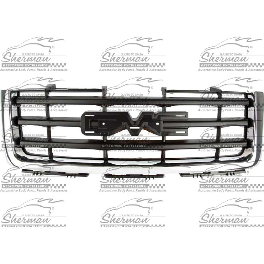 GRILLE MAT BLK W/ CHR FRAME W/O DENALI SIERRA 1500 07-13