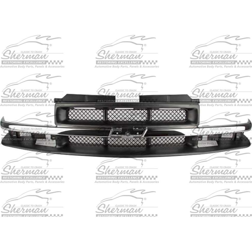 GRILLE CHR/DK ARG W/ MESH&CHR MLDG CHEV P/U BASE/LS 98-04; BLAZER 00-05