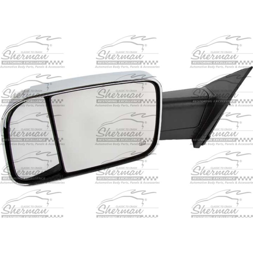 LH MIRROR OTR REAR VIEW W/TOWING PKG; W/O BLIND SPOT DETECTION; CHROME TRIM RAM 1500 19-20