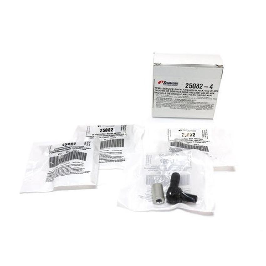 SCHRADER VALVES 25082-4 Angled Black Aluminum Valve Assembly for Schrader 90 Degree EZ-sensor - 4 Pk