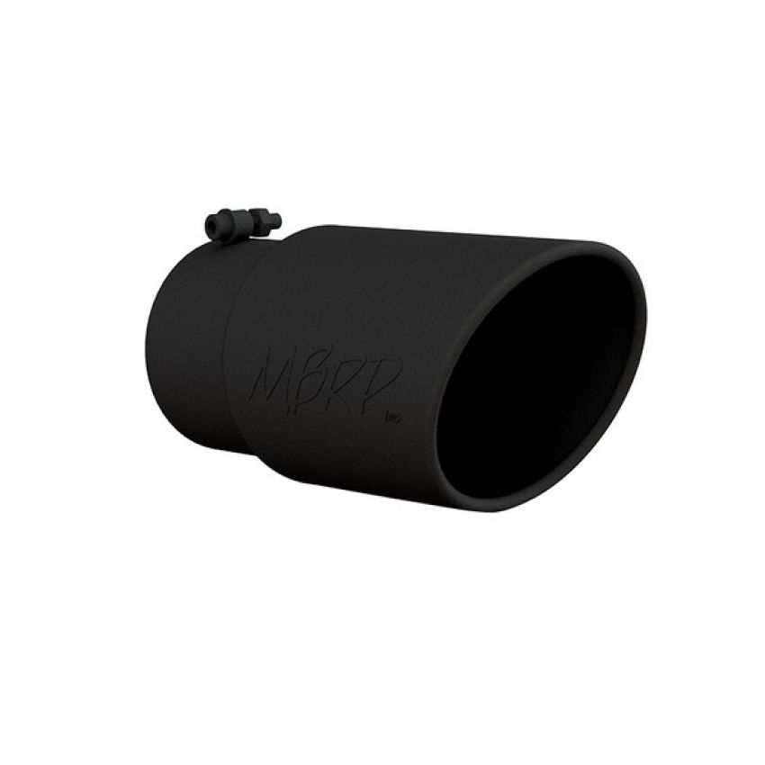 MBRP Exhaust T5075BLK Tip; 6in. O.D. Angled Rolled End 5in. inlet 12in. length; Black Series.