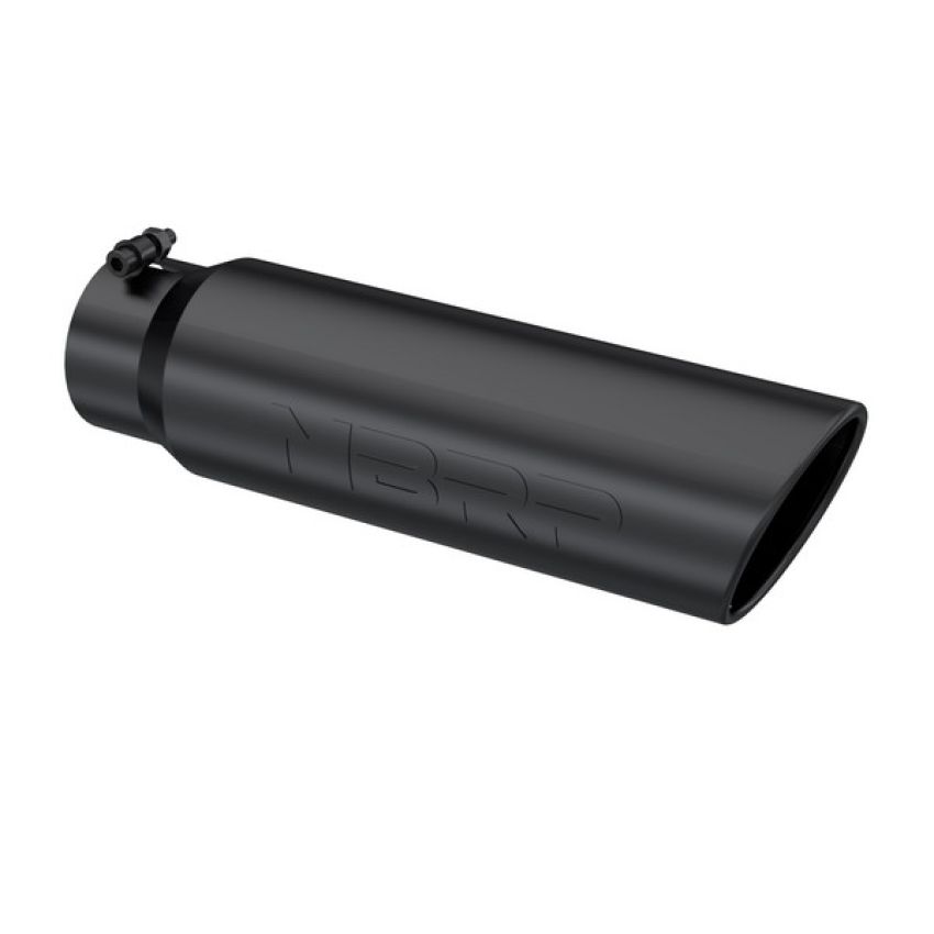 MBRP Exhaust T5124BLK Tip; 5in. O.D.; Angled Rolled End; 4in. inlet 18in. in length; BLK.