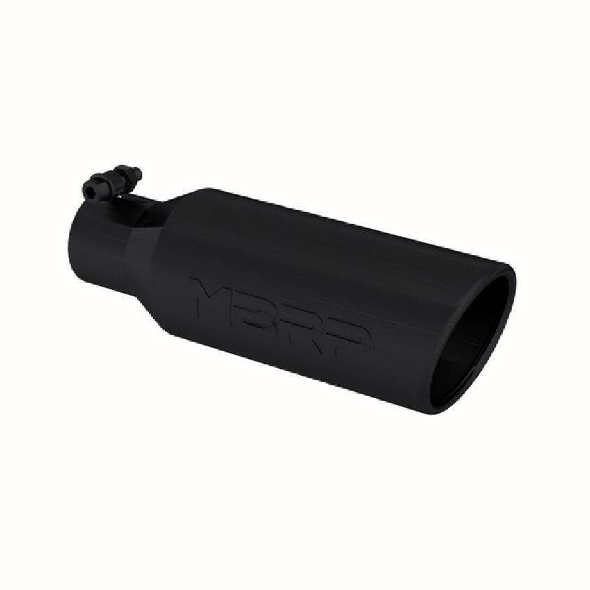 MBRP Exhaust T5150BLK Tip; 4in. O.D.; Angled Rolled End; 2.5in. inlet; 12in. in length; BLK