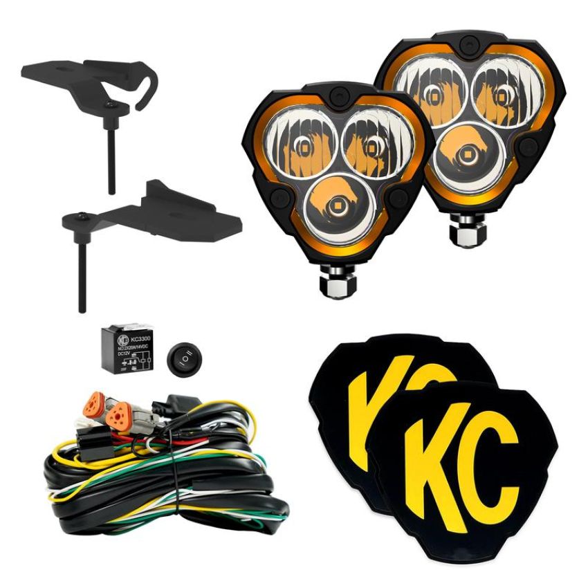 KC HiLiTES 97163 KC FLEX ERA 3 LED 3.5in Combo 2-Light Ditch System Jeep 392/Mojave