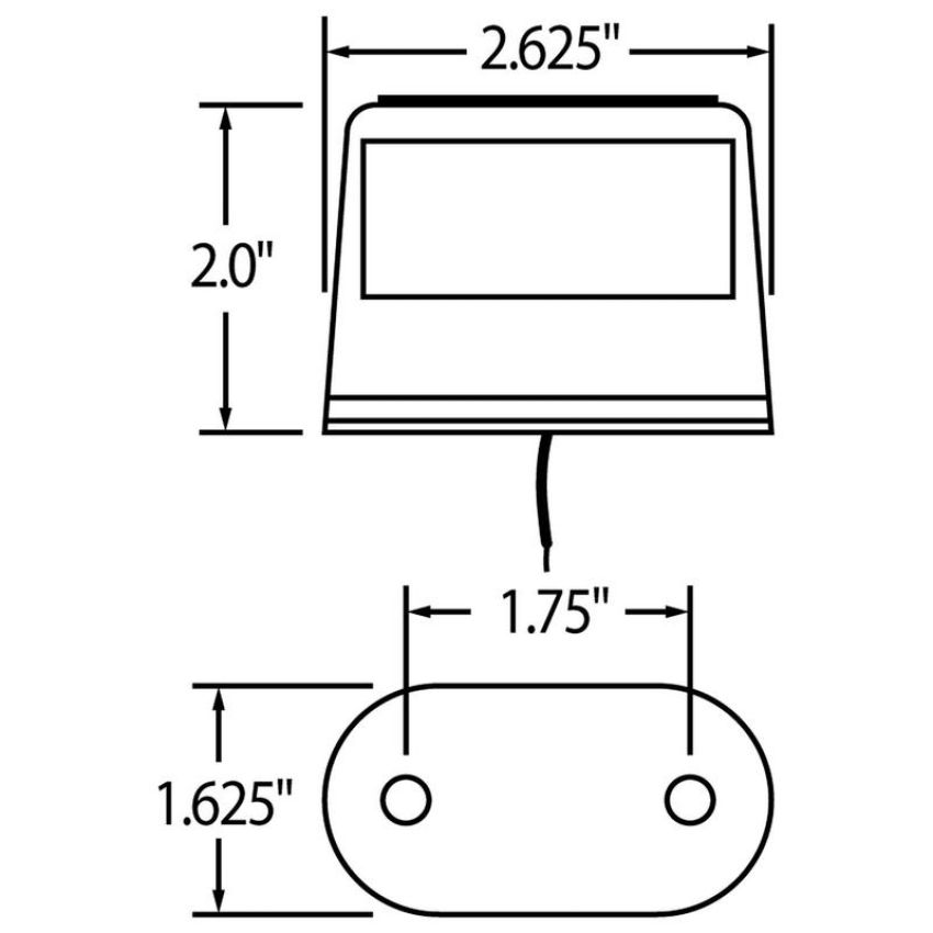 TRUCK-LITE 26335 26 Series, Incandescent, -, Rectangular, 1 Diode, L, License Light
