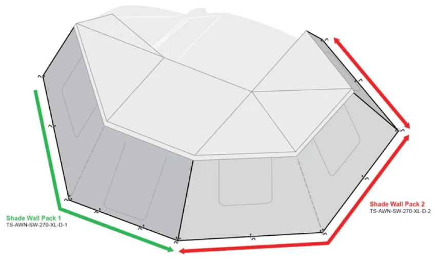 Tuff Stuff Overland TSAWNSW270XLD1 270 DEGREE AWNING, XL, DRIVER SIDE, SHADE WALL PACK 1