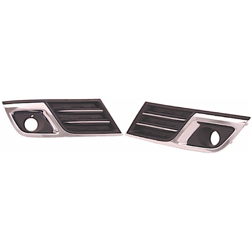LH FRONT BUMPER INSERT FOG LAMP COVER MAT BLACK W/ CHROME MOLDING W/ FOG LAMPS TRAVERSE LTZ 13-17