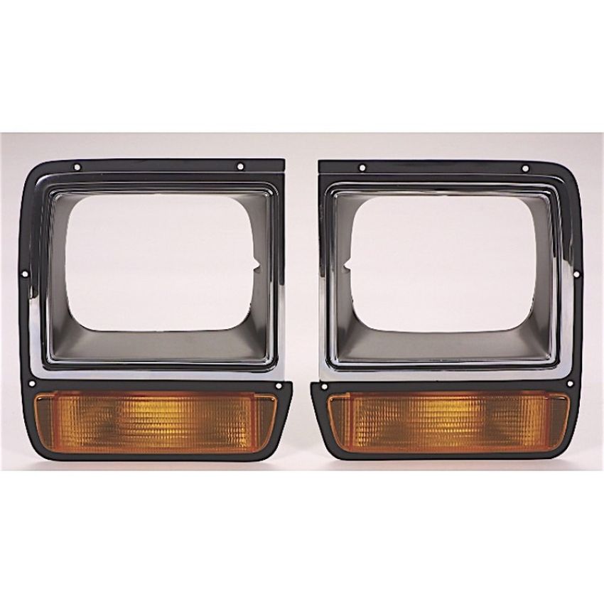 LH HEADLAMP DOOR CHR/BLK W/ SINGLE RECT HEADLAMP DODGE P/U/RAMCHARGER 86-90