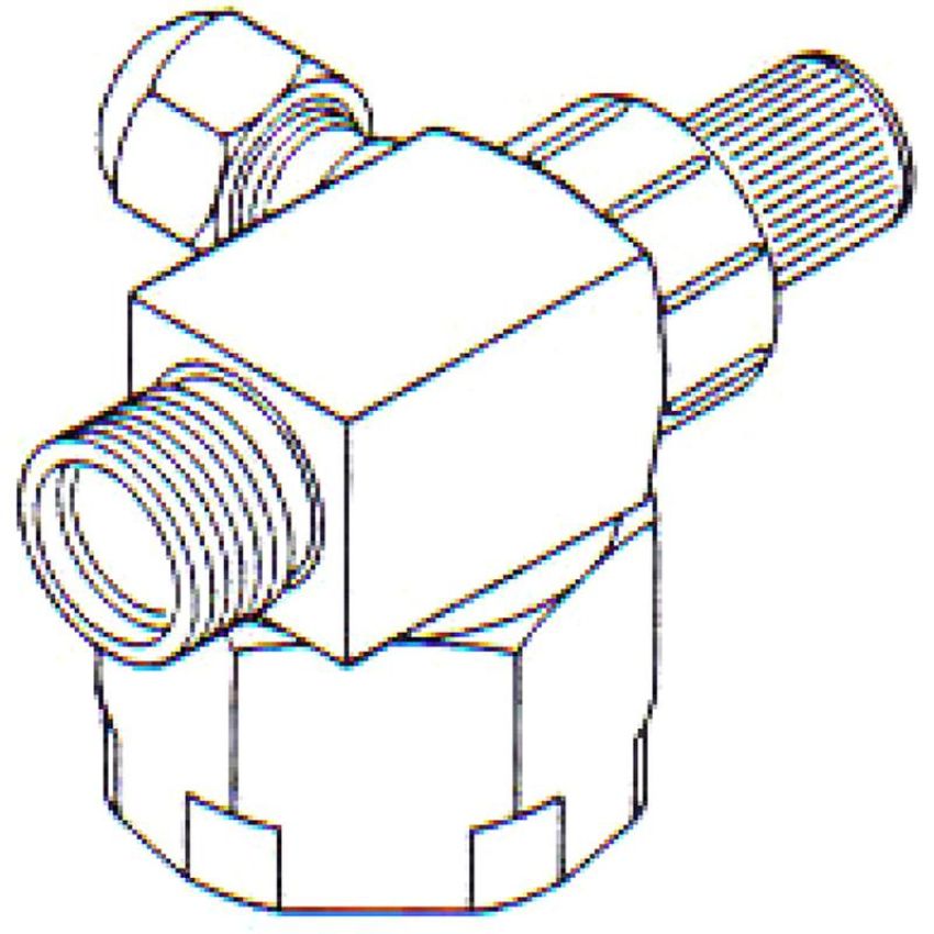 Universal Air Conditioning FT 0024 A/C Refrigerant Hose Fitting -- Steel 90Âº Rotalock Compressor Fitting w/ Svc Port