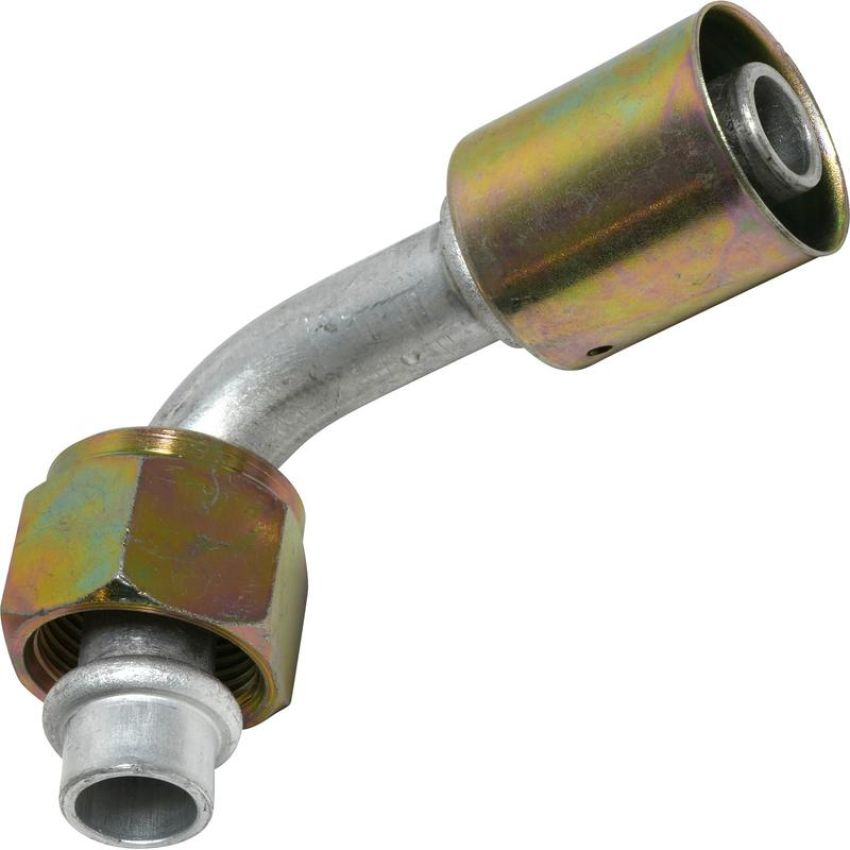 Universal Air Conditioning FT 0087C A/C Refrigerant Hose Fitting -- Aluminum 90Âº Male Oring Beadlock Fitting
