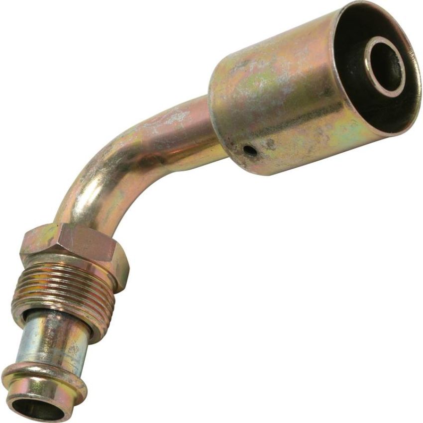 Universal Air Conditioning FT 0100SBC A/C Refrigerant Hose Fitting -- Steel 90Âº Male Oring Beadlock Fitting