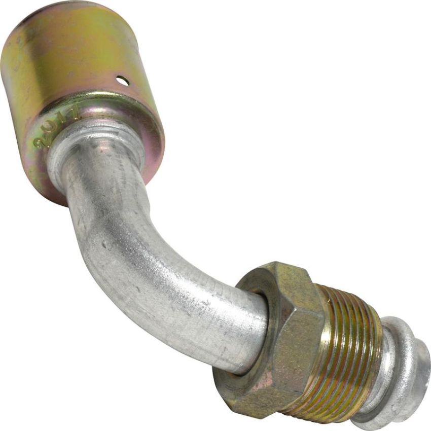 Universal Air Conditioning FT 0101C A/C Refrigerant Hose Fitting -- Aluminum 90Âº Male Oring Beadlock Fitting