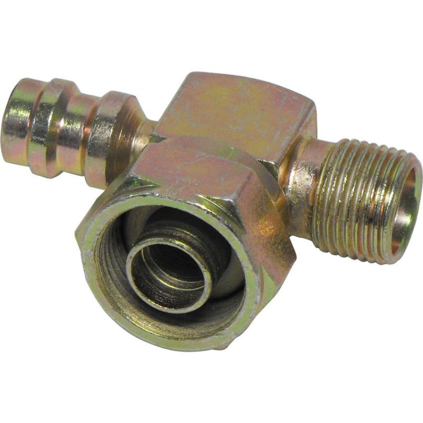 Universal Air Conditioning FT 0168C A/C Refrigerant Hose Fitting -- Steel 90Âº Compressor Fitting w/ Service Port