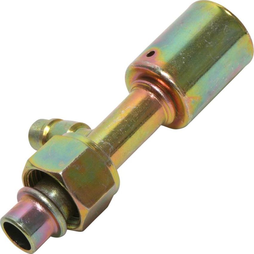 Universal Air Conditioning FT 1303-3SBC A/C Refrigerant Hose Fitting -- Steel Str. Female Oring Beadlock Ftg. w/ Svc Port