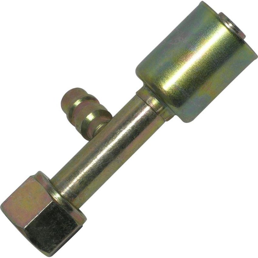 Universal Air Conditioning FT 1303-3SBC A/C Refrigerant Hose Fitting -- Steel Str. Female Oring Beadlock Ftg. w/ Svc Port