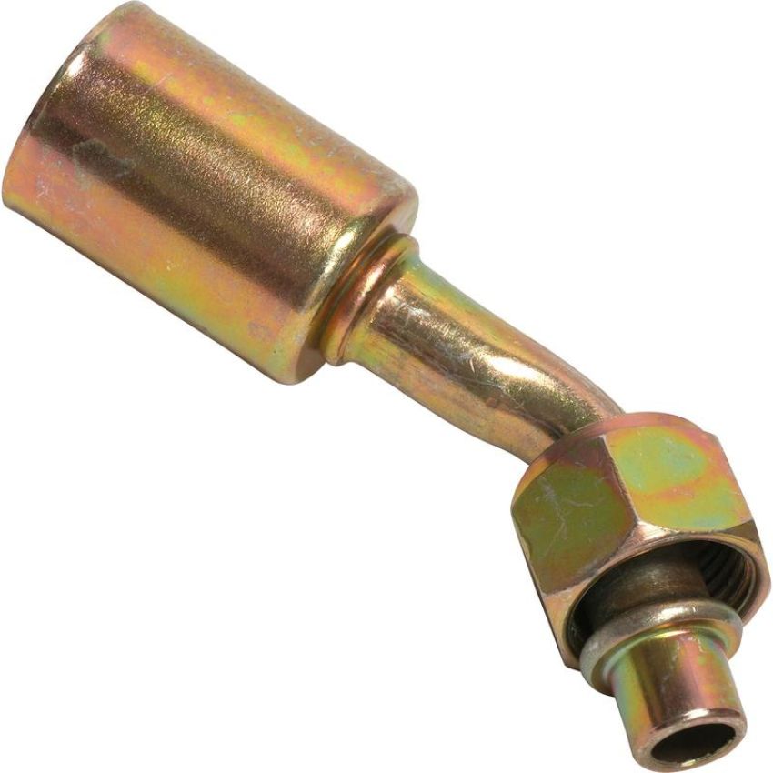 Universal Air Conditioning FT 1312SBC A/C Refrigerant Hose Fitting -- Steel 45Âº Female Oring Beadlock Fitting