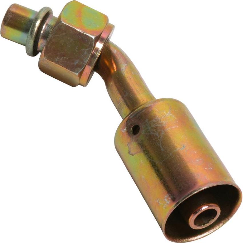 Universal Air Conditioning FT 1312SBC A/C Refrigerant Hose Fitting -- Steel 45Âº Female Oring Beadlock Fitting