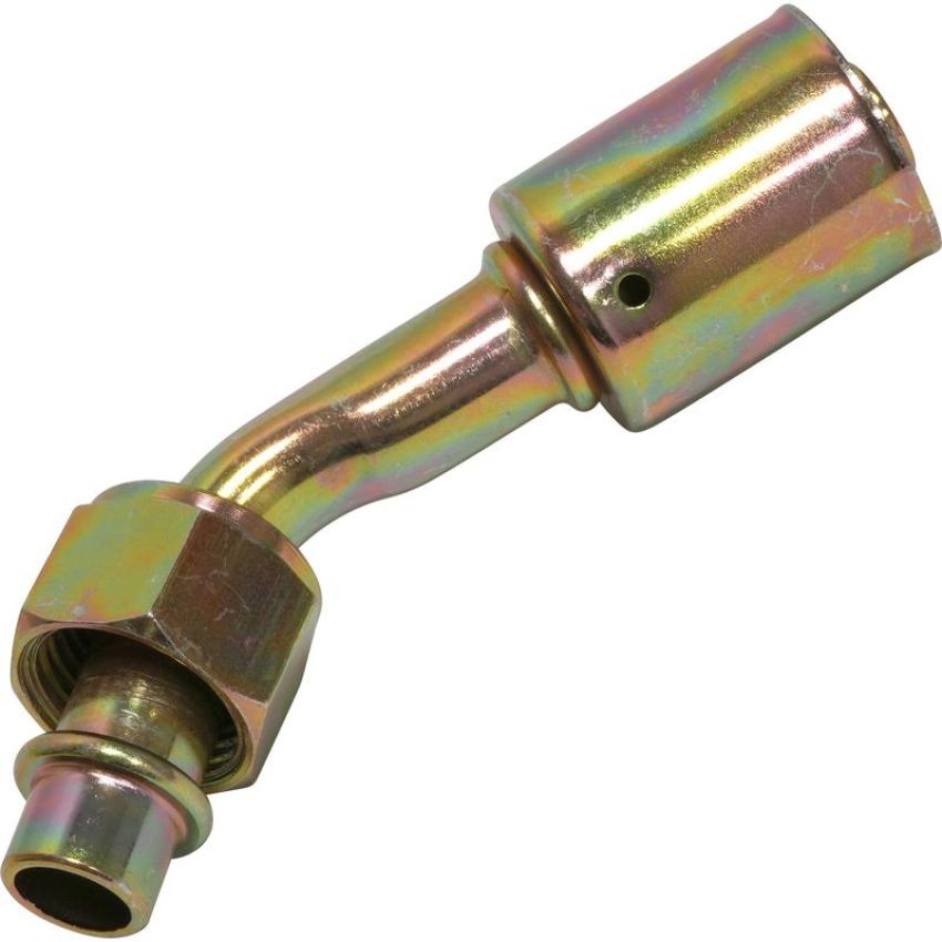 Universal Air Conditioning FT 1313SBC A/C Refrigerant Hose Fitting -- Steel 45Âº Female Oring Beadlock Fitting