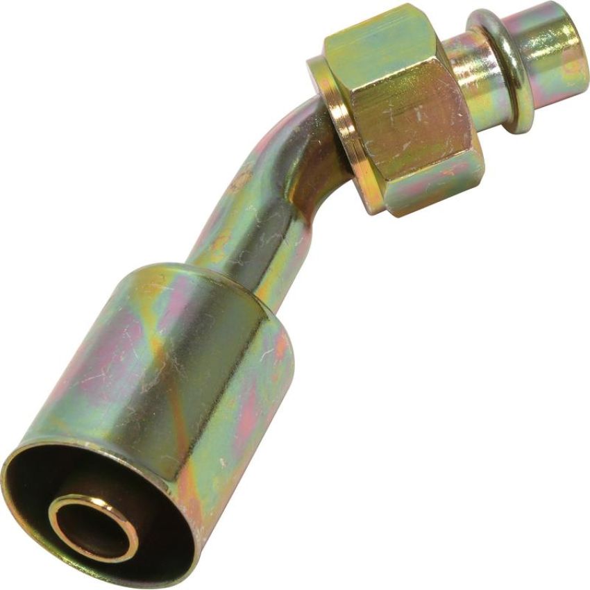 Universal Air Conditioning FT 1313SBC A/C Refrigerant Hose Fitting -- Steel 45Âº Female Oring Beadlock Fitting