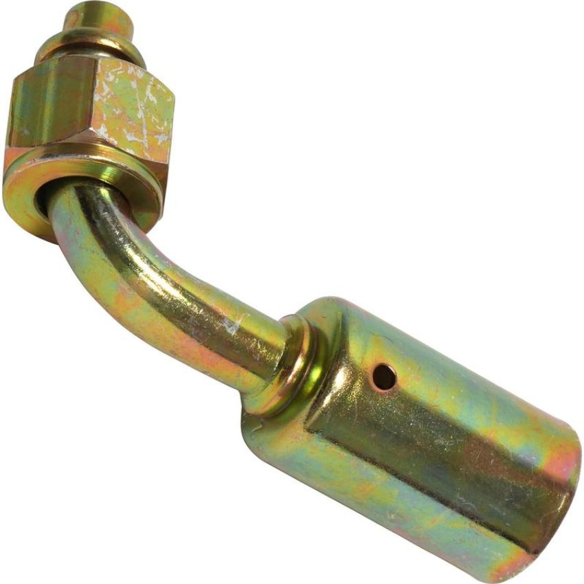 Universal Air Conditioning FT 1321SBC A/C Refrigerant Hose Fitting -- Steel 90Âº Female Oring Beadlock Fitting