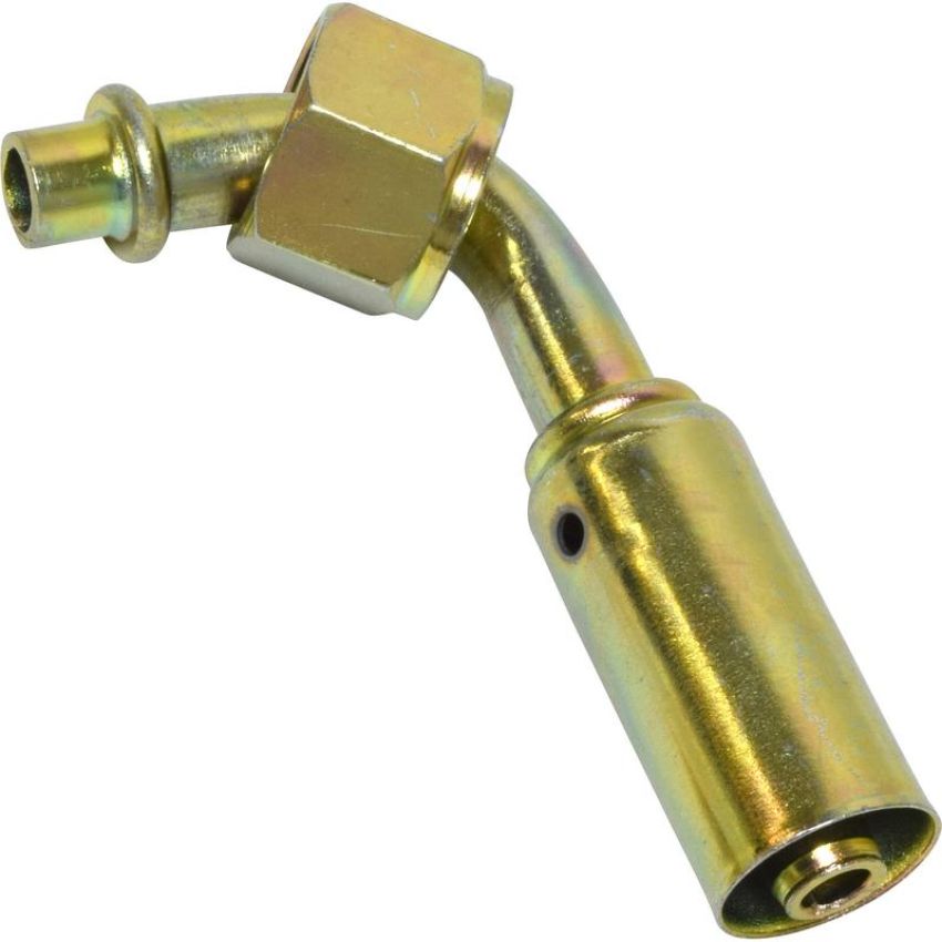 Universal Air Conditioning FT 1321SRBC A/C Refrigerant Hose Fitting -- Steel 90Âº Female Oring Beadlock Fitting
