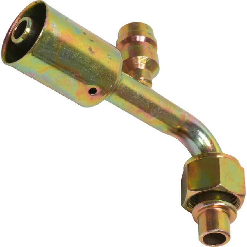 Universal Air Conditioning FT 1322-3SBC A/C Refrigerant Hose Fitting -- Steel 90Âº Female Oring Beadlock Ftg. w/ Svc Port