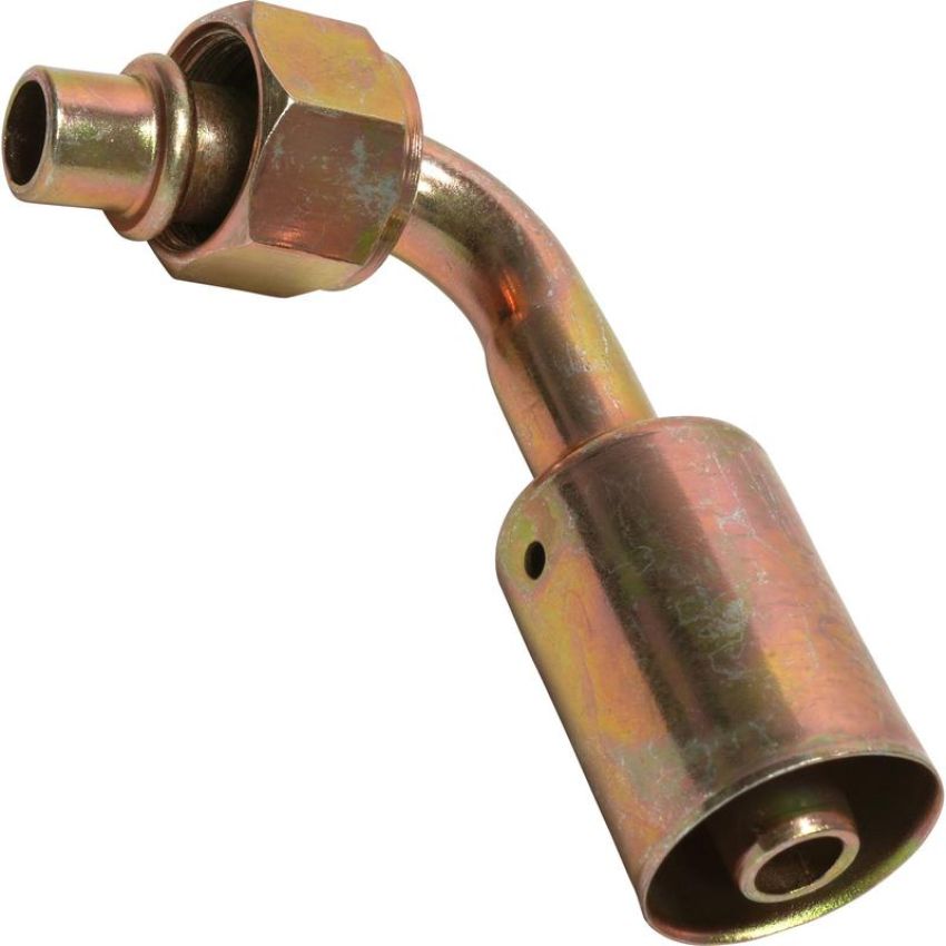 Universal Air Conditioning FT 1322SBC A/C Refrigerant Hose Fitting -- Steel 90Âº Female Oring Beadlock Fitting