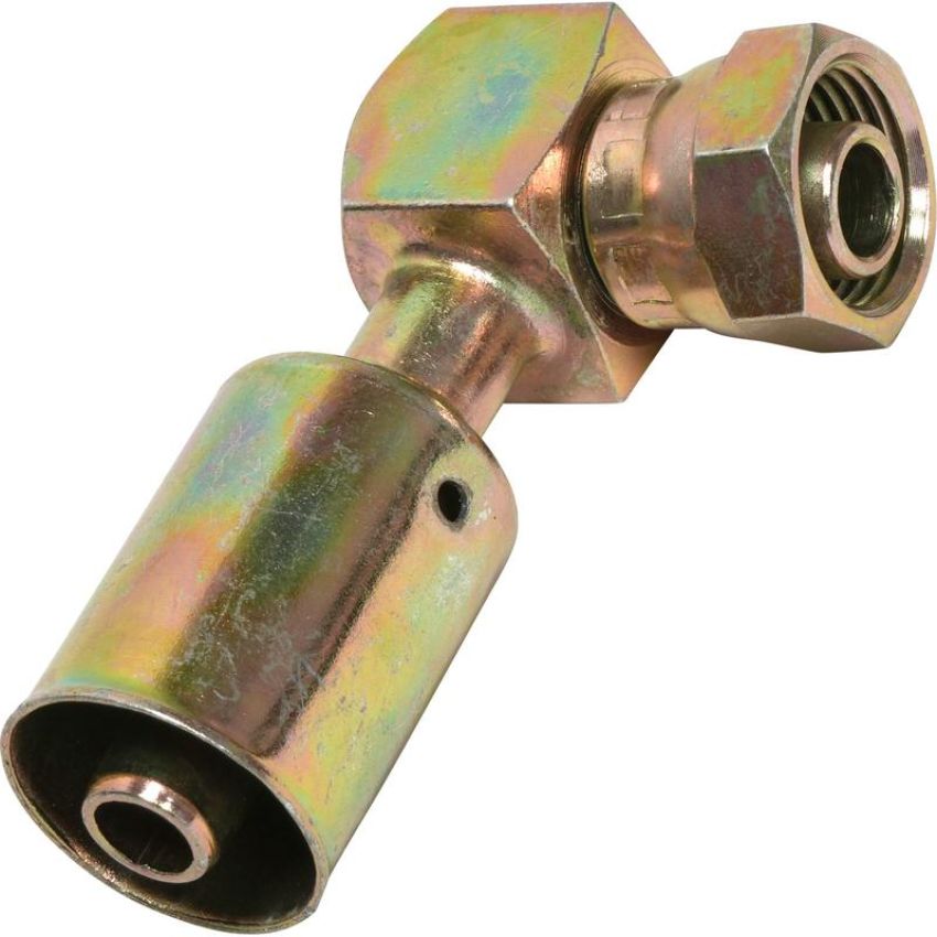 Universal Air Conditioning FT 1322SB-SDC A/C Refrigerant Hose Fitting -- Steel 90Âº Female Oring Beadlock Fitting