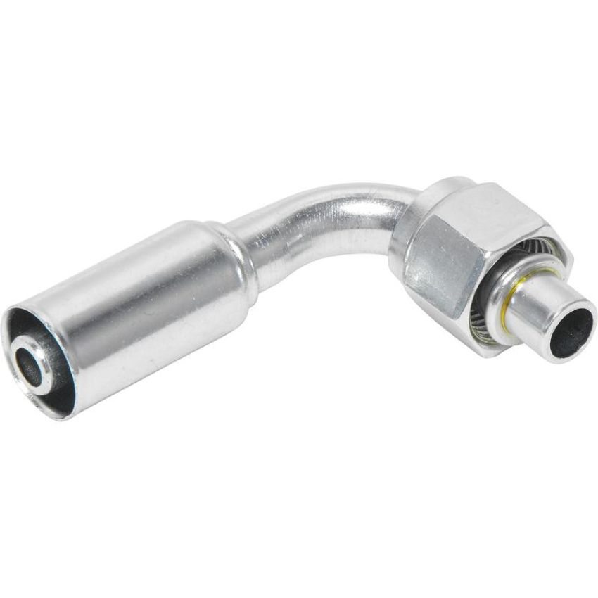 Universal Air Conditioning FT 1322SRBC A/C Refrigerant Hose Fitting -- Steel 90Âº Female Oring Beadlock Fitting